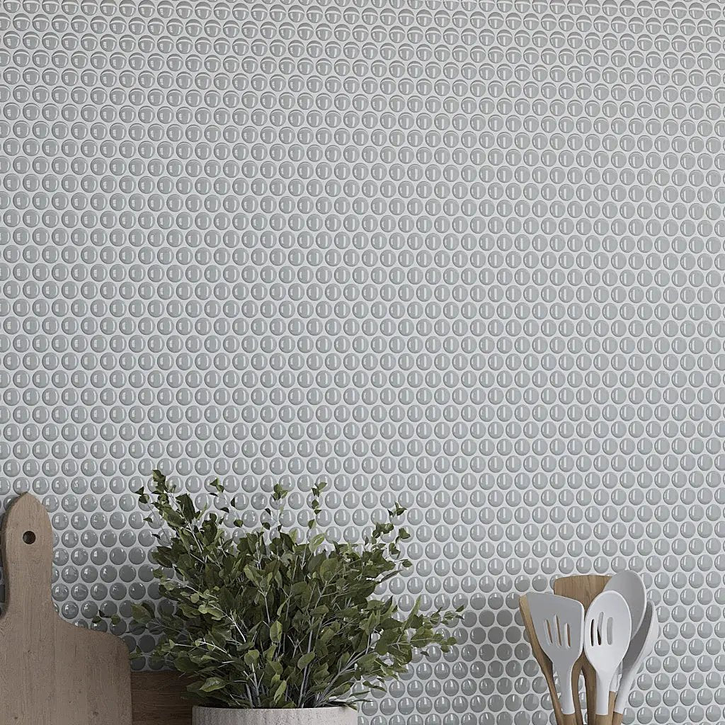 Portland Gray 12x12 Glossy Penny Round Porcelain Mosaic Tile (10 pack, 9.87 sq ft/case) by Apollo Tile