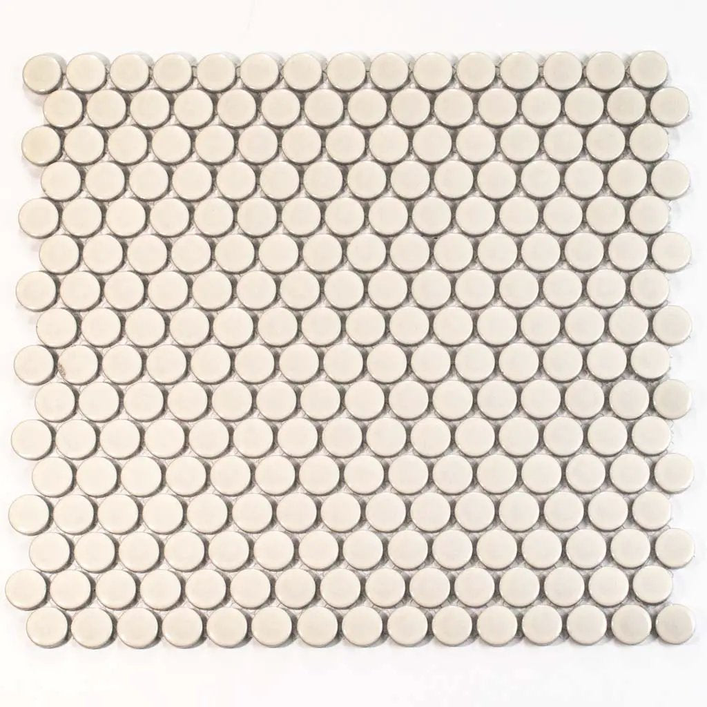 Ivory Beige 12x12 Glossy Penny Round Porcelain Mosaic Tile (10 pack, 9.87 sq ft/case) by Apollo Tile