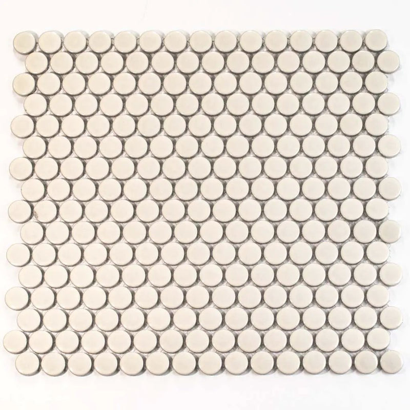 Ivory Beige 12x12 Glossy Penny Round Porcelain Mosaic Tile (10 pack, 9.87 sq ft/case) by Apollo Tile