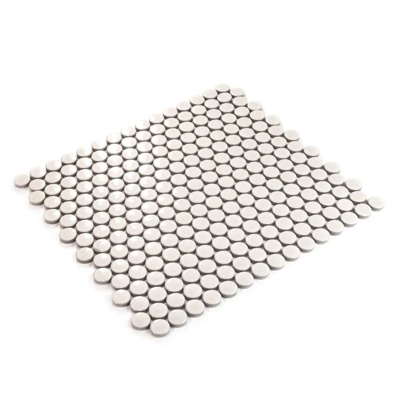Ivory Beige 12x12 Glossy Penny Round Porcelain Mosaic Tile (10 pack, 9.87 sq ft/case) by Apollo Tile