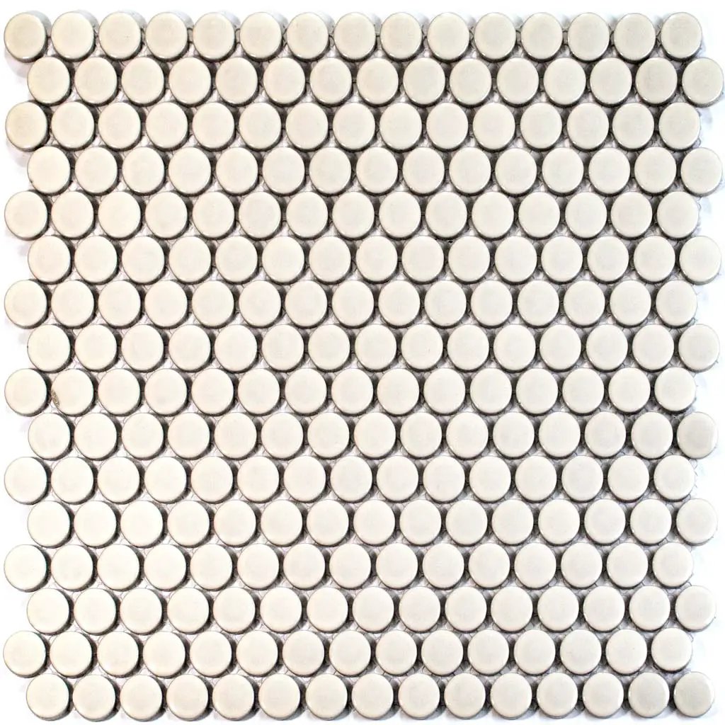 Ivory Beige 12x12 Glossy Penny Round Porcelain Mosaic Tile (10 pack, 9.87 sq ft/case) by Apollo Tile