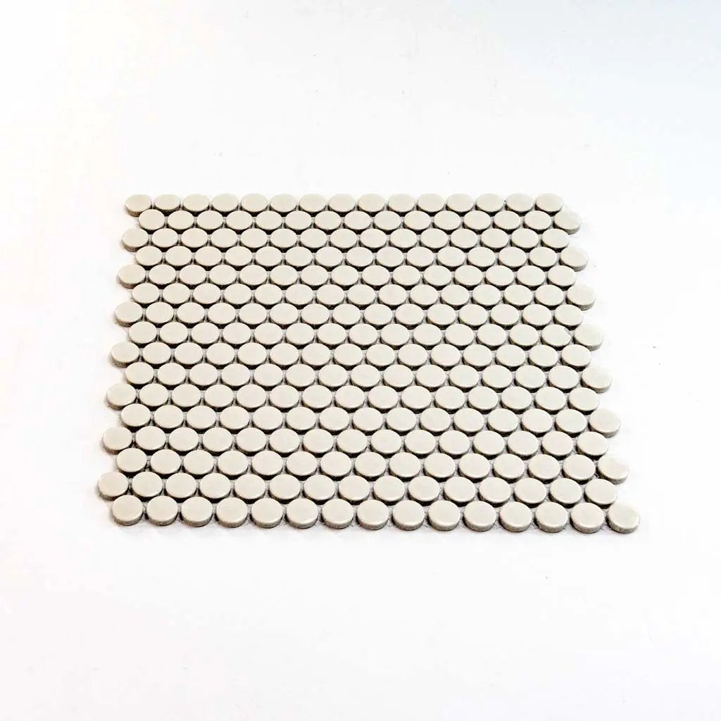 Ivory Beige 12x12 Glossy Penny Round Porcelain Mosaic Tile (10 pack, 9.87 sq ft/case) by Apollo Tile