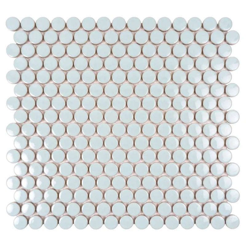 Light Turquoise 12x12 Glossy Penny Round Porcelain Mosaic Tile (10 pack, 9.87 sq ft/case) by Apollo Tile