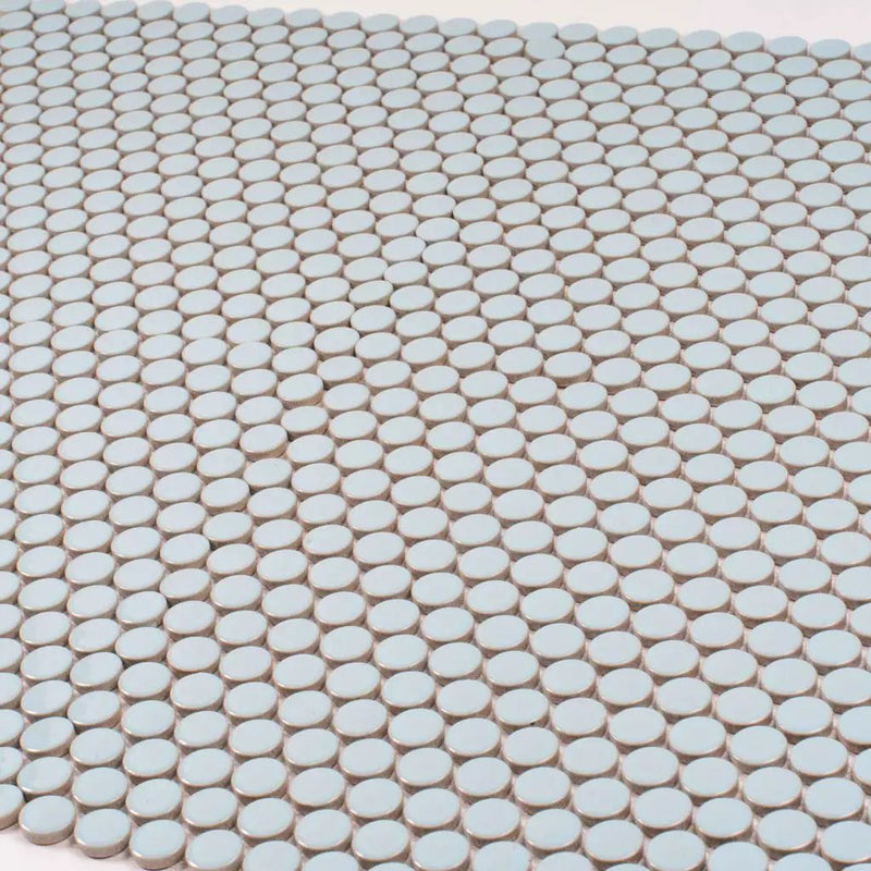 Light Turquoise 12x12 Glossy Penny Round Porcelain Mosaic Tile (10 pack, 9.87 sq ft/case) by Apollo Tile