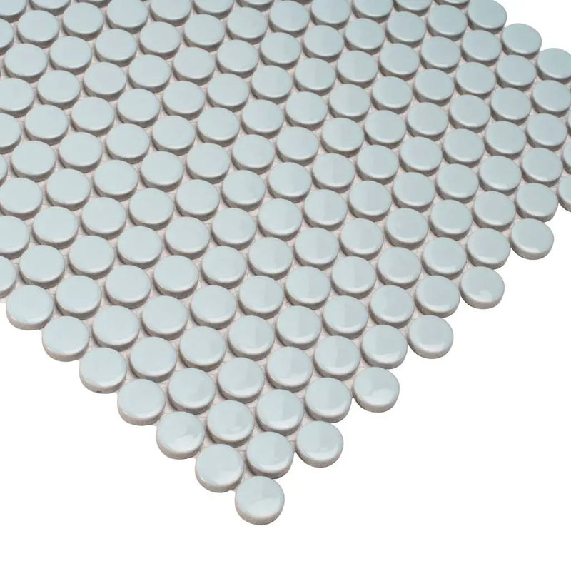 Light Turquoise 12x12 Glossy Penny Round Porcelain Mosaic Tile (10 pack, 9.87 sq ft/case) by Apollo Tile