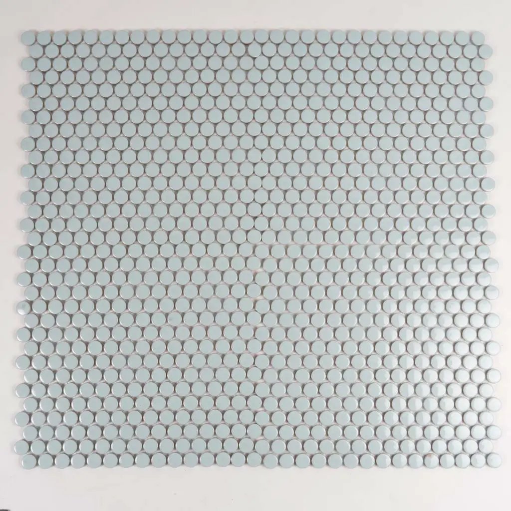 Light Turquoise 12x12 Glossy Penny Round Porcelain Mosaic Tile (10 pack, 9.87 sq ft/case) by Apollo Tile