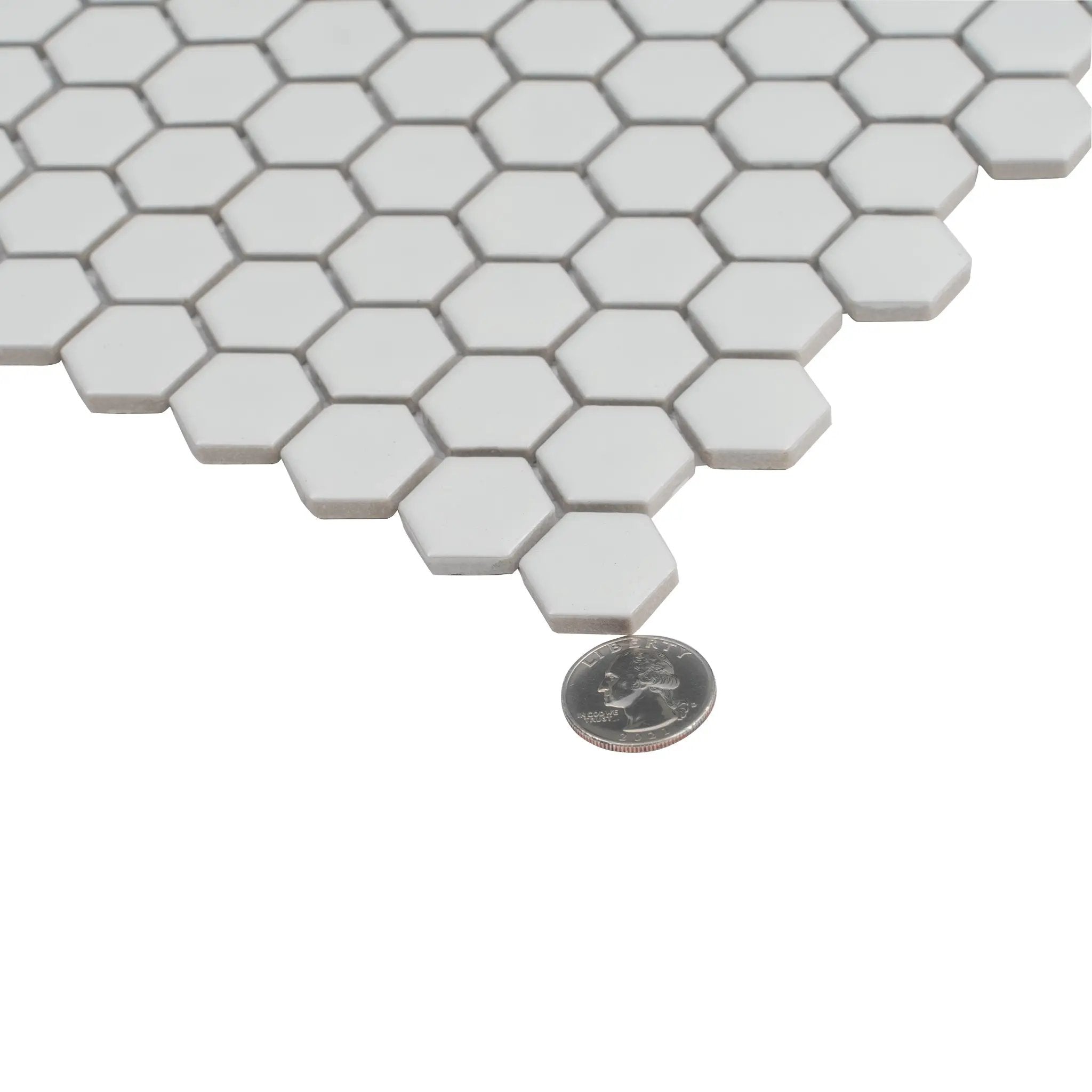 White 10x12 Matte Hexagon Porcelain Mosaic Tile (10 pack, 8.36 sq ft/case) by Apollo Tile