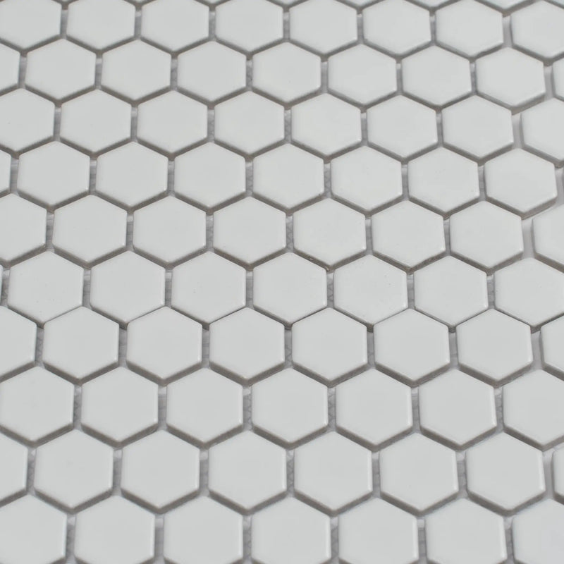 White 10x12 Matte Hexagon Porcelain Mosaic Tile (10 pack, 8.36 sq ft/case) by Apollo Tile