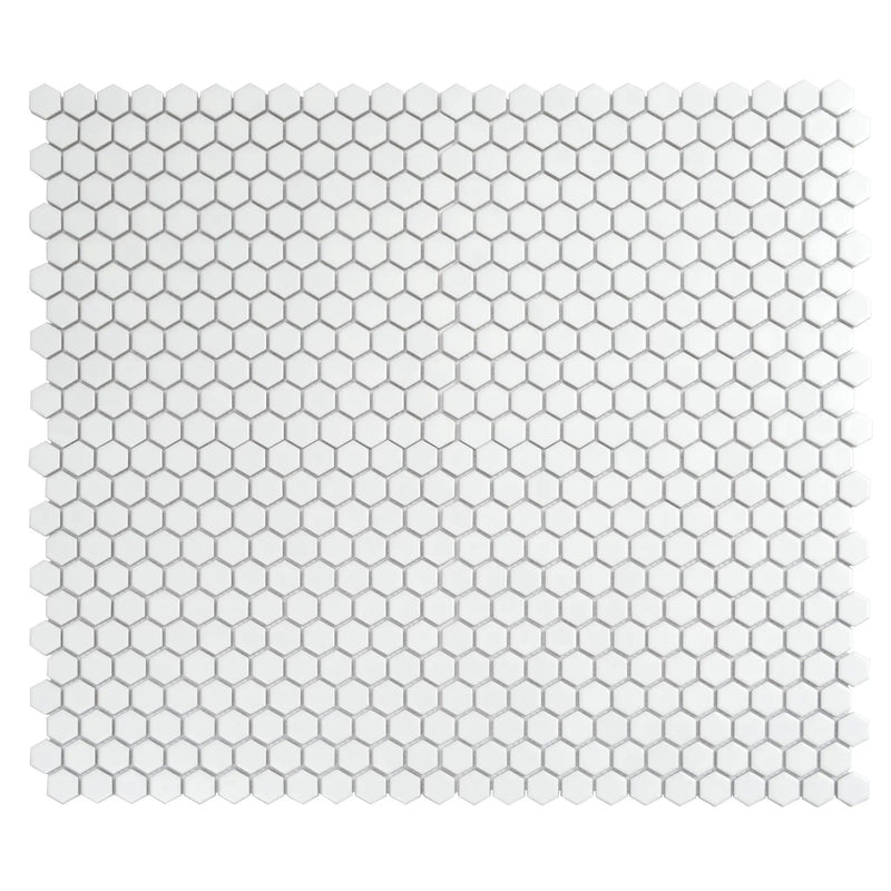 White 10x12 Matte Hexagon Porcelain Mosaic Tile (10 pack, 8.36 sq ft/case) by Apollo Tile