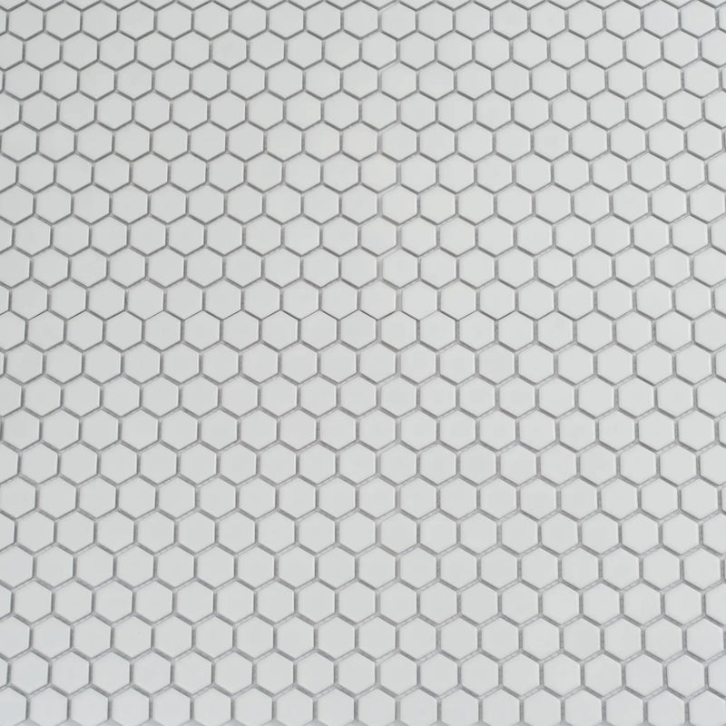 White 10x12 Matte Hexagon Porcelain Mosaic Tile (10 pack, 8.36 sq ft/case) by Apollo Tile