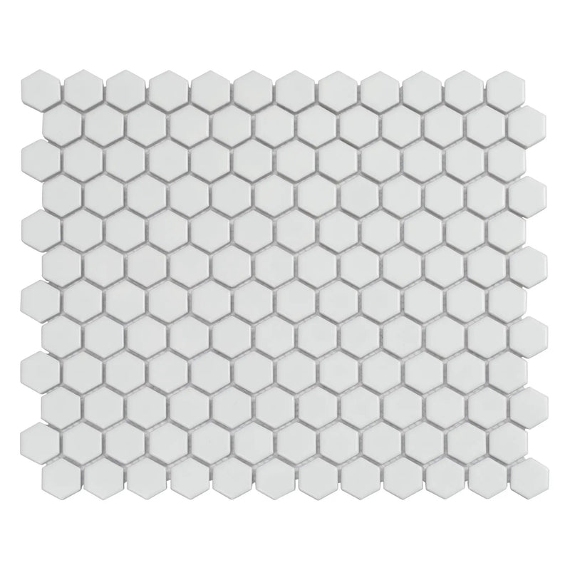 White 10x12 Matte Hexagon Porcelain Mosaic Tile (10 pack, 8.36 sq ft/case) by Apollo Tile