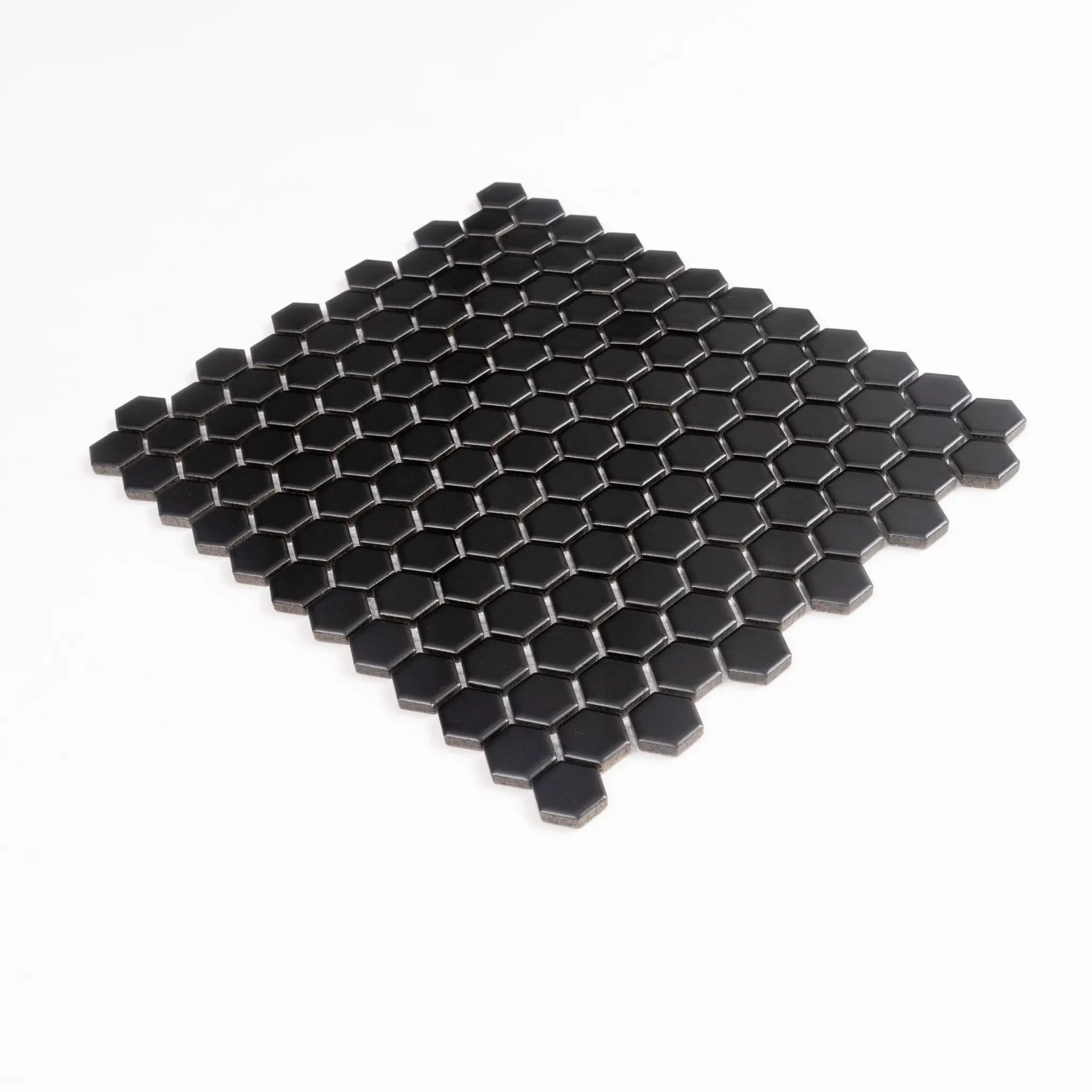 Black 10x12 Matte Hexagon Porcelain Mosaic Tile (10 pack, 8.36 sq ft/case) by Apollo Tile