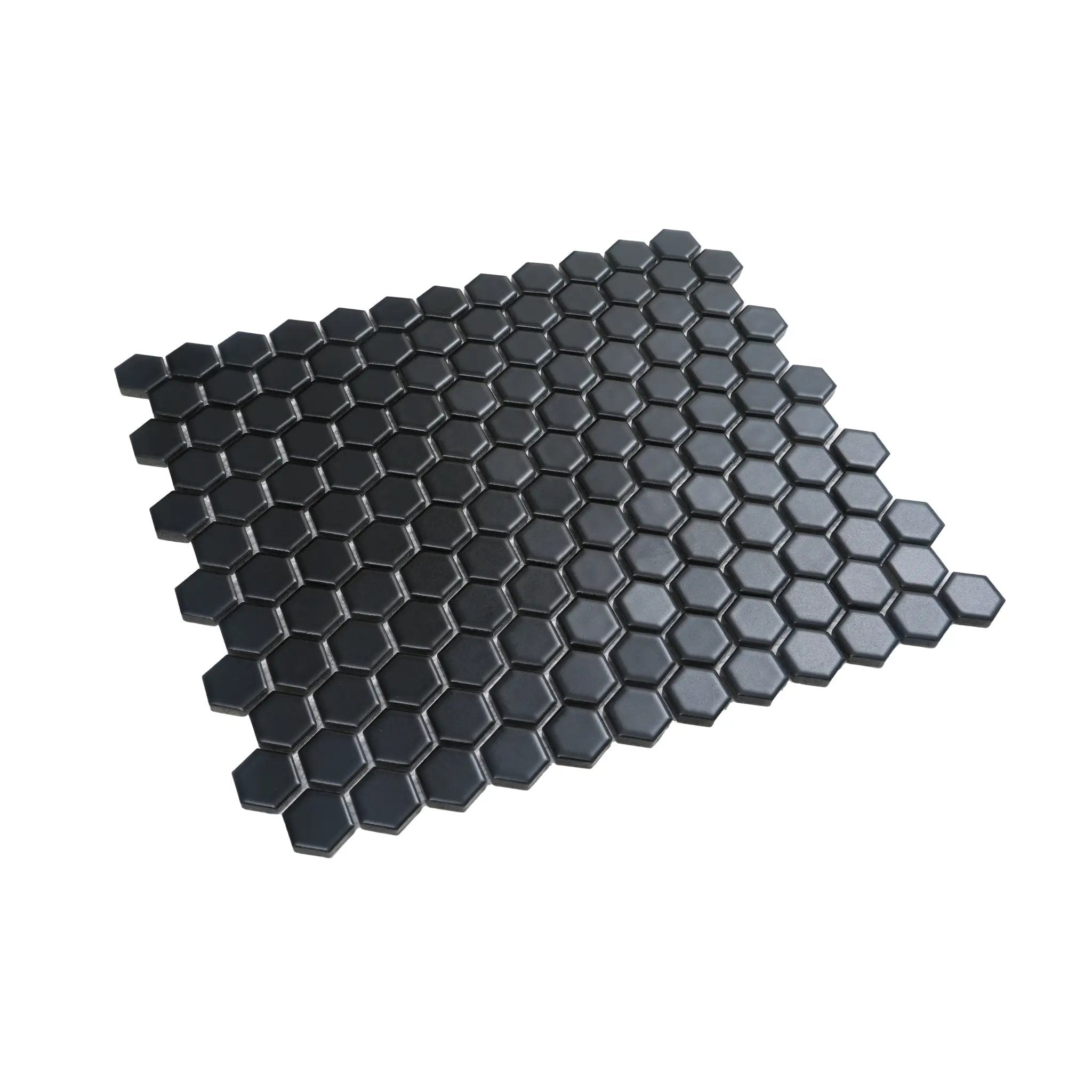 Black 10x12 Matte Hexagon Porcelain Mosaic Tile (10 pack, 8.36 sq ft/case) by Apollo Tile