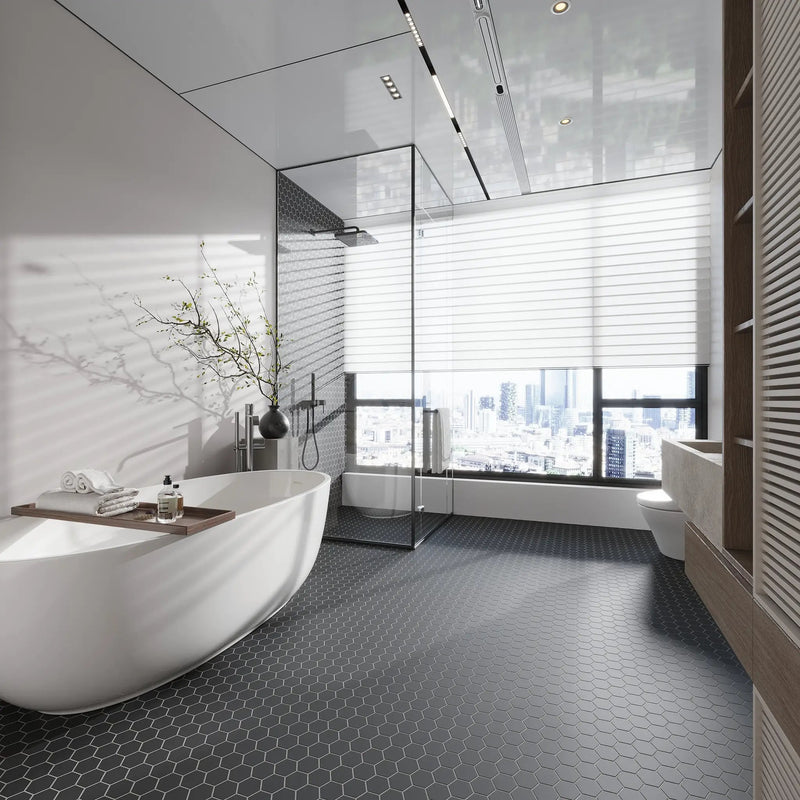 Black 11x11 Matte Hexagon Porcelain Mosaic Tile (10 pack, 8.25 sq ft/case) by Apollo Tile