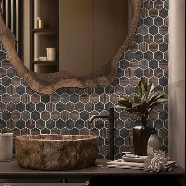 Brown 10x12 Matte Hexagon Porcelain Mosaic Tile (5 pack, 4.02 sq ft/case)