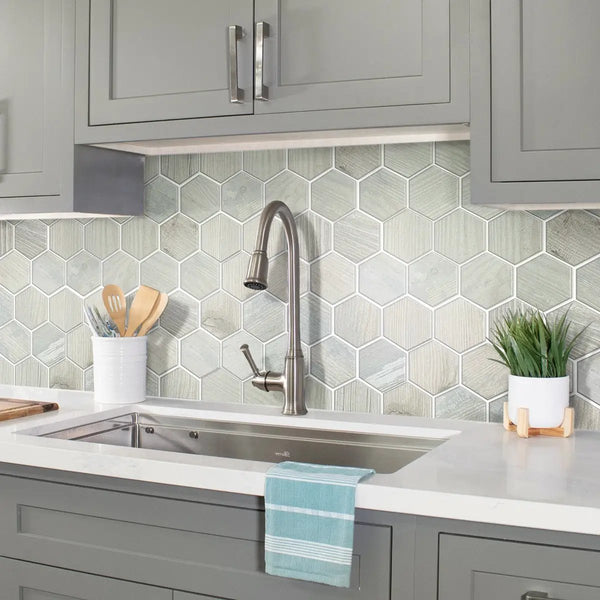 Light Gray 10x12 Matte Hexagon Porcelain Mosaic Tile (5 pack, 4.02 sq ft/case)