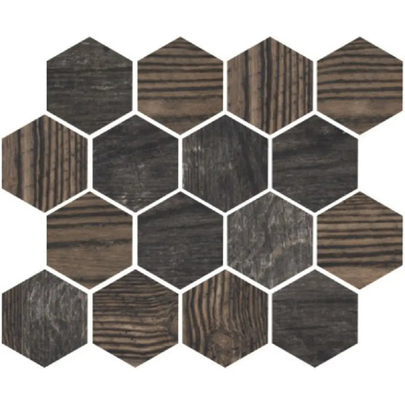 Brown 10x12 Matte Hexagon Porcelain Mosaic Tile (5 pack, 4.02 sq ft/case) by Apollo Tile