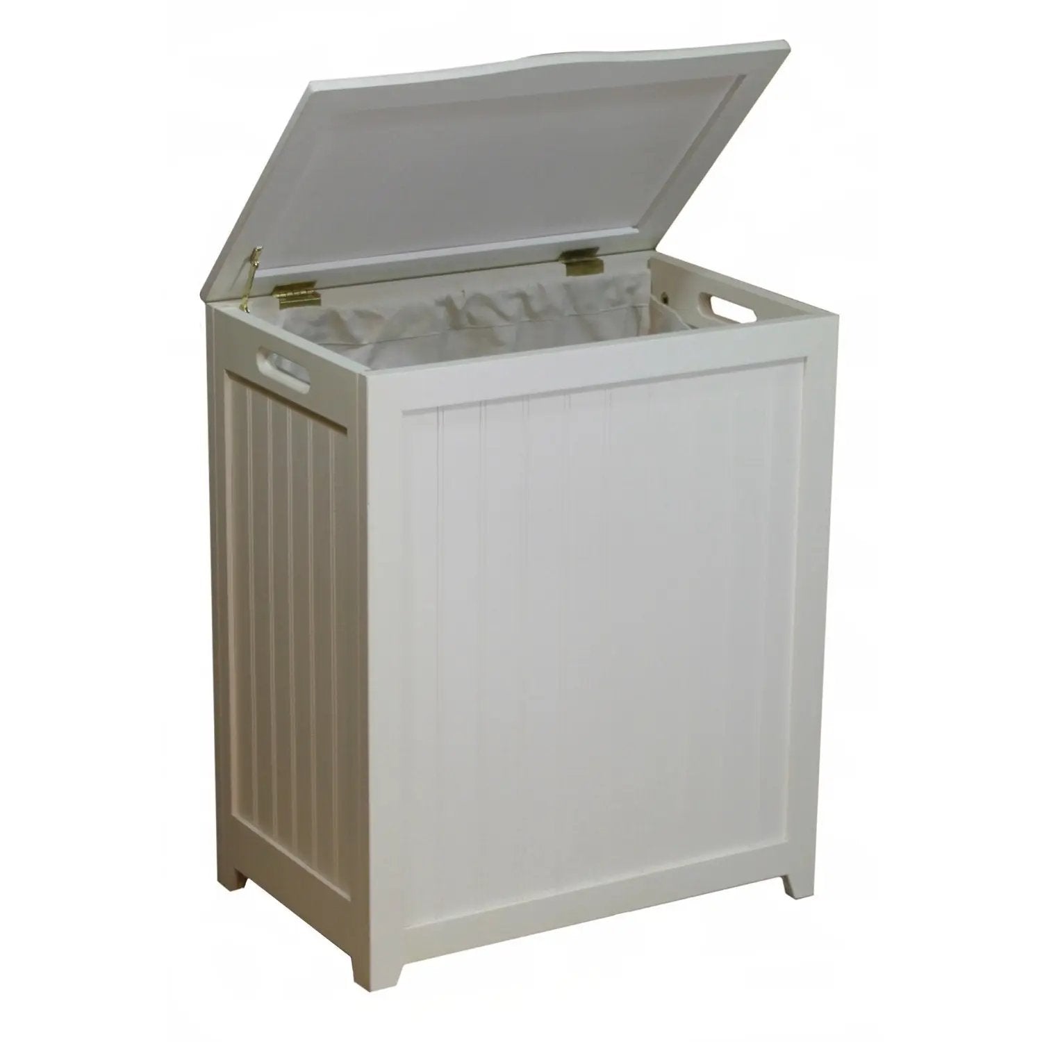 White Solid Wood Rectangular Laundry Hamper by HomePacific