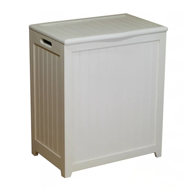 White Solid Wood Rectangular Laundry Hamper by HomePacific