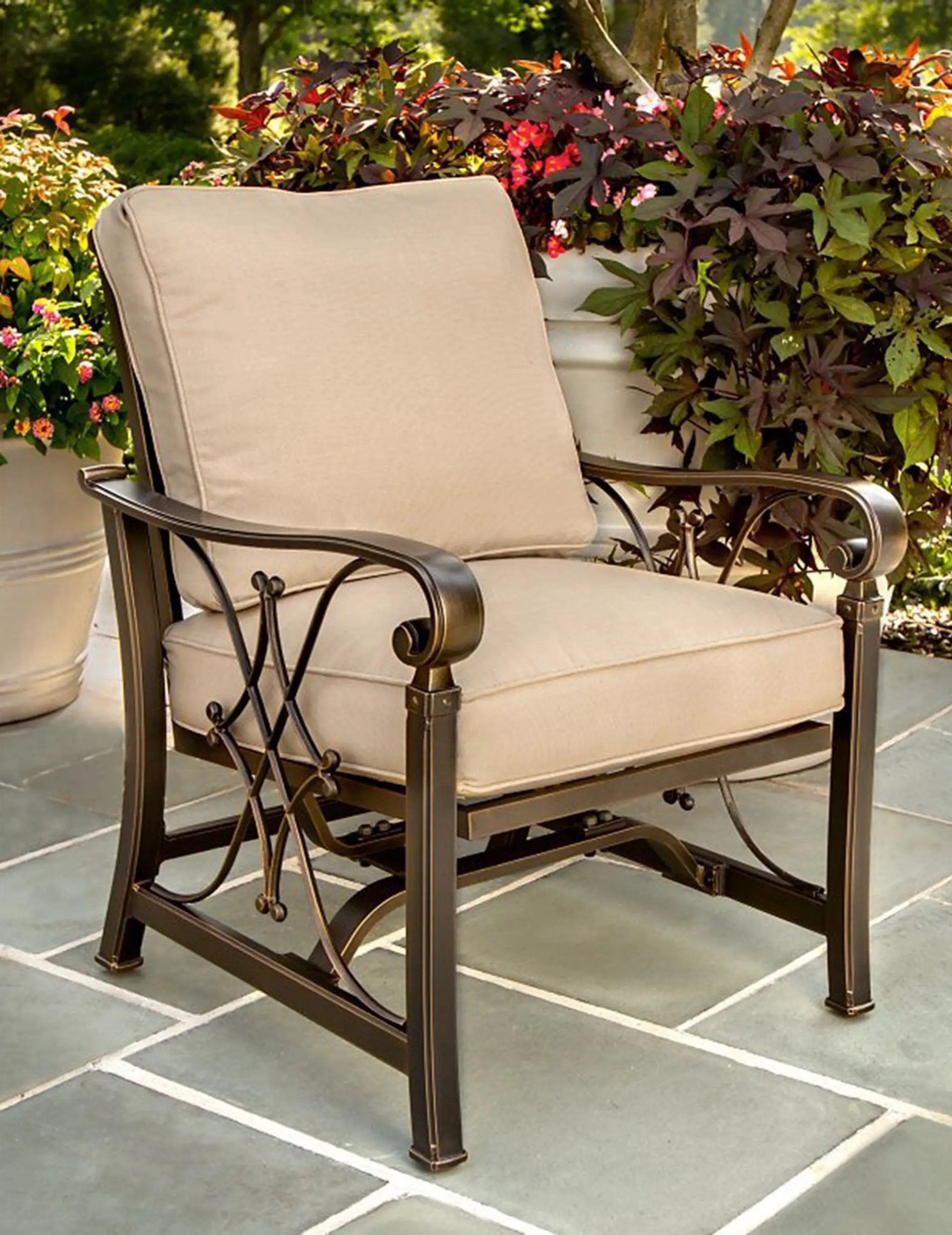Aluminum Deep Seating Rocking Club Chairs in Antique Copper (set of 4) by Sharicks
