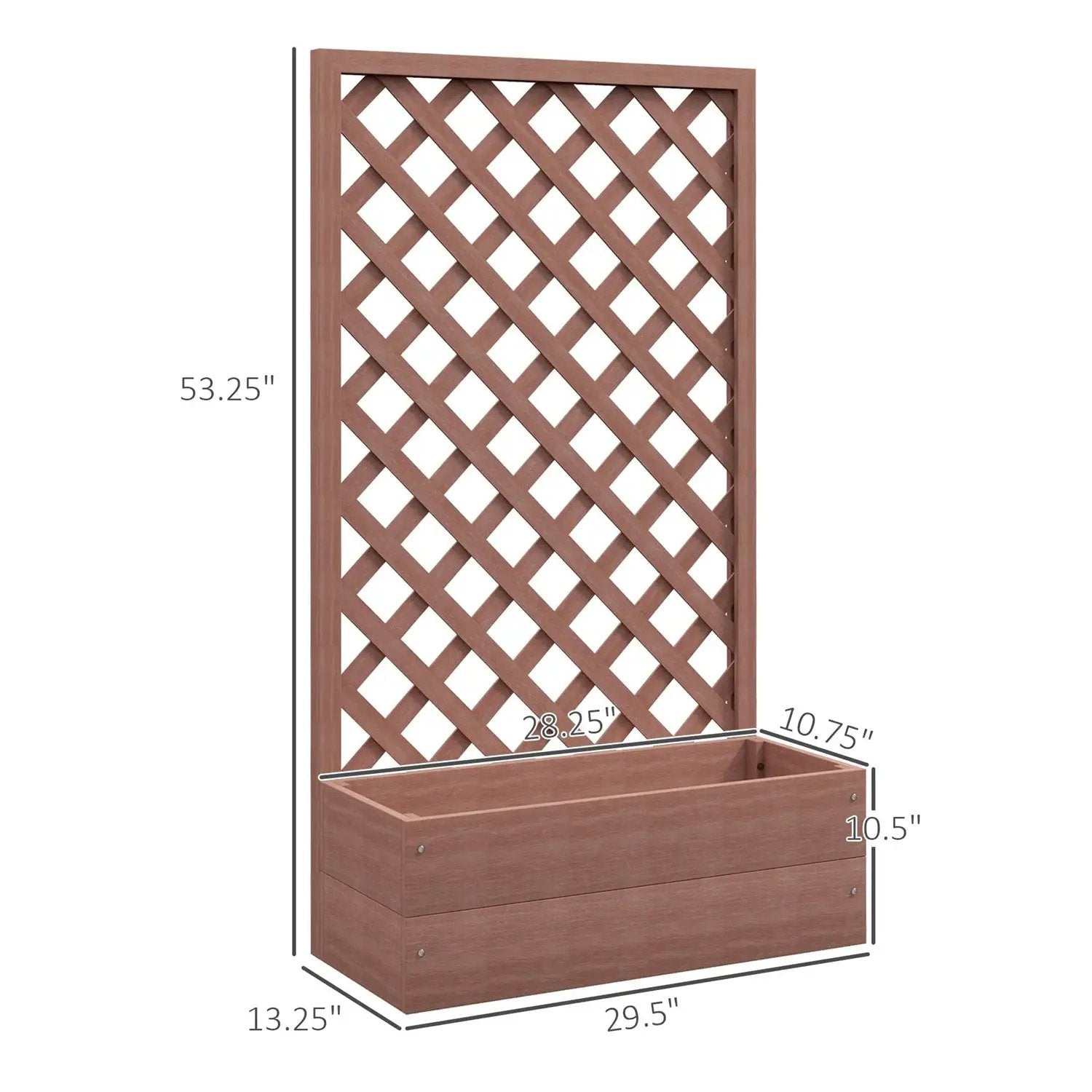 Outdoor Brown Wooden Raised Garden Bed Planter Box with Lattice Trellis by HomePacific