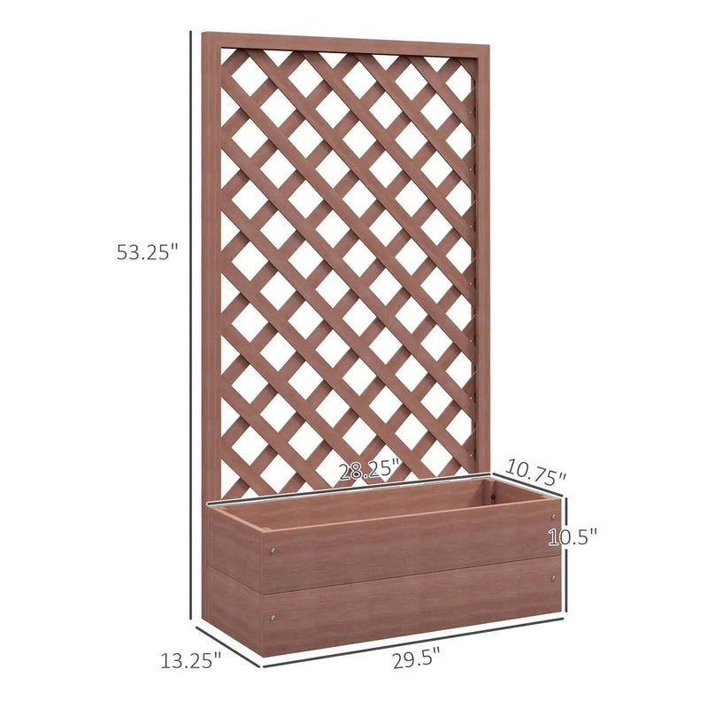 Outdoor Brown Wooden Raised Garden Bed Planter Box with Lattice Trellis by HomePacific