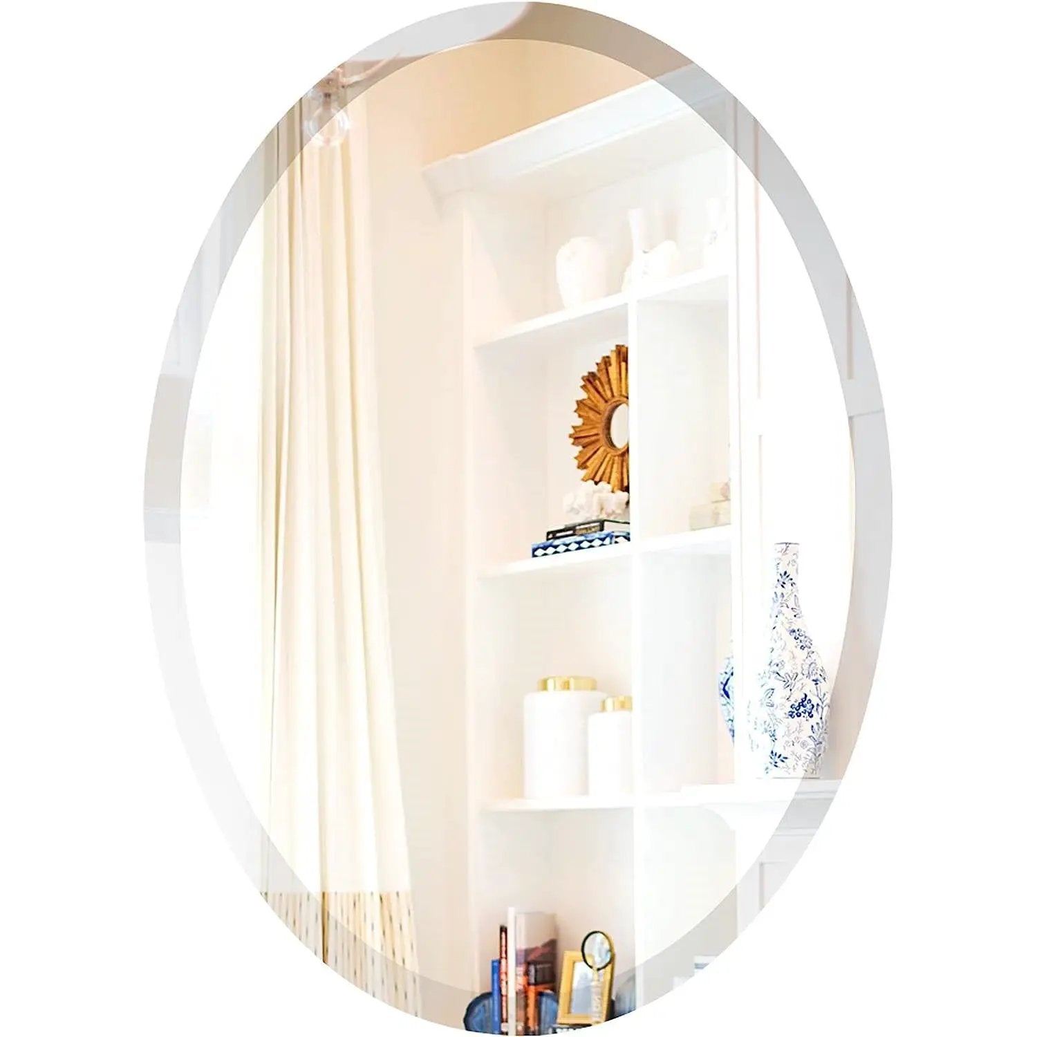 Oval 36 x 24-inch Beveled Bathroom Living Room Vanity Frameless Wall Mirror by HomePacific