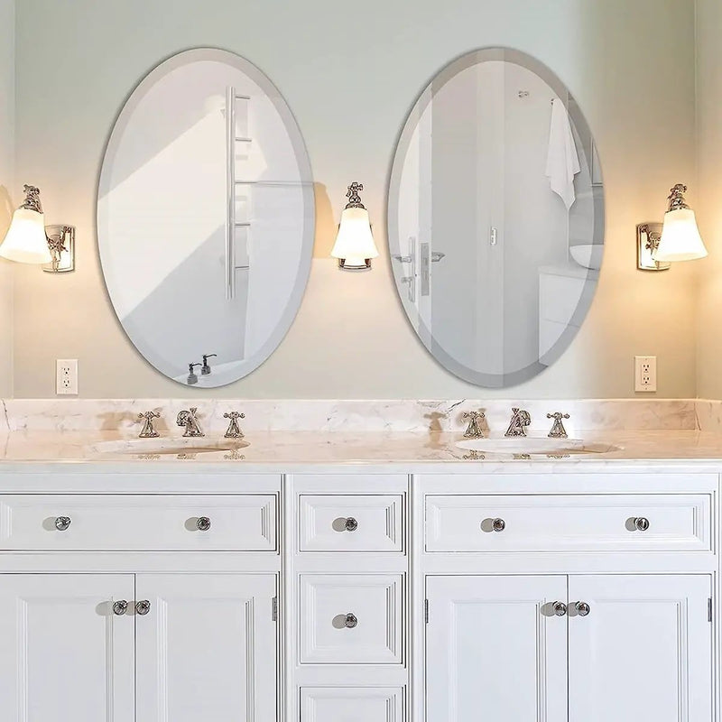 Oval 36 x 24-inch Beveled Bathroom Living Room Vanity Frameless Wall Mirror by HomePacific
