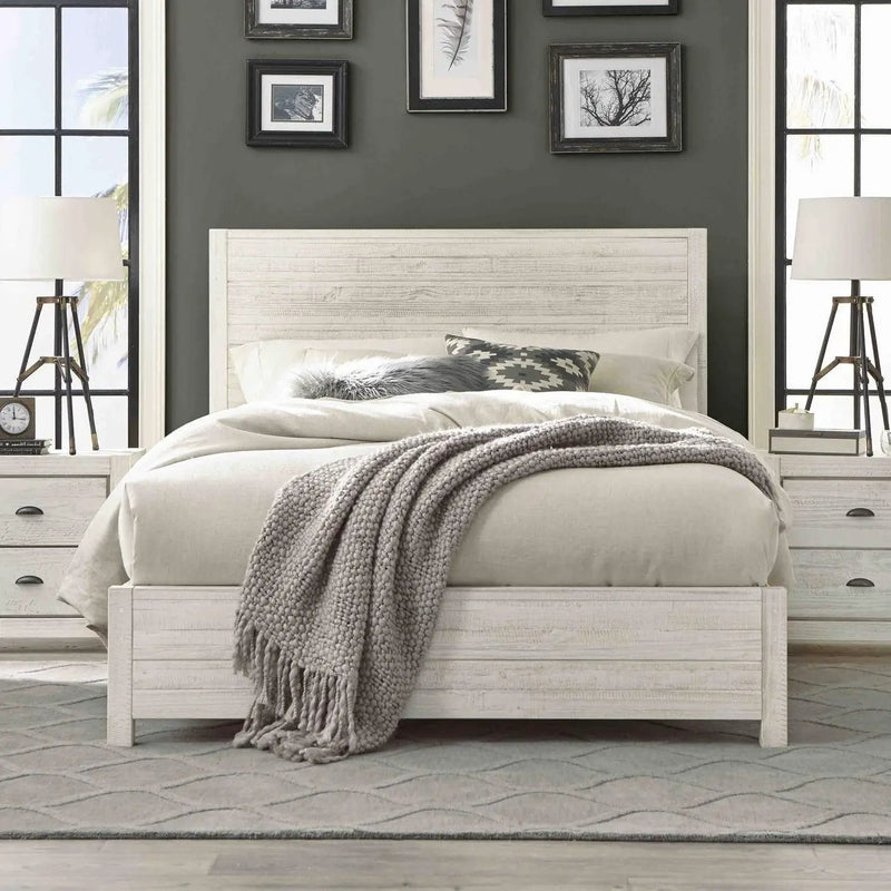 FarmHome Off White Solid Pine Platform Bed in Queen Size by HomePacific