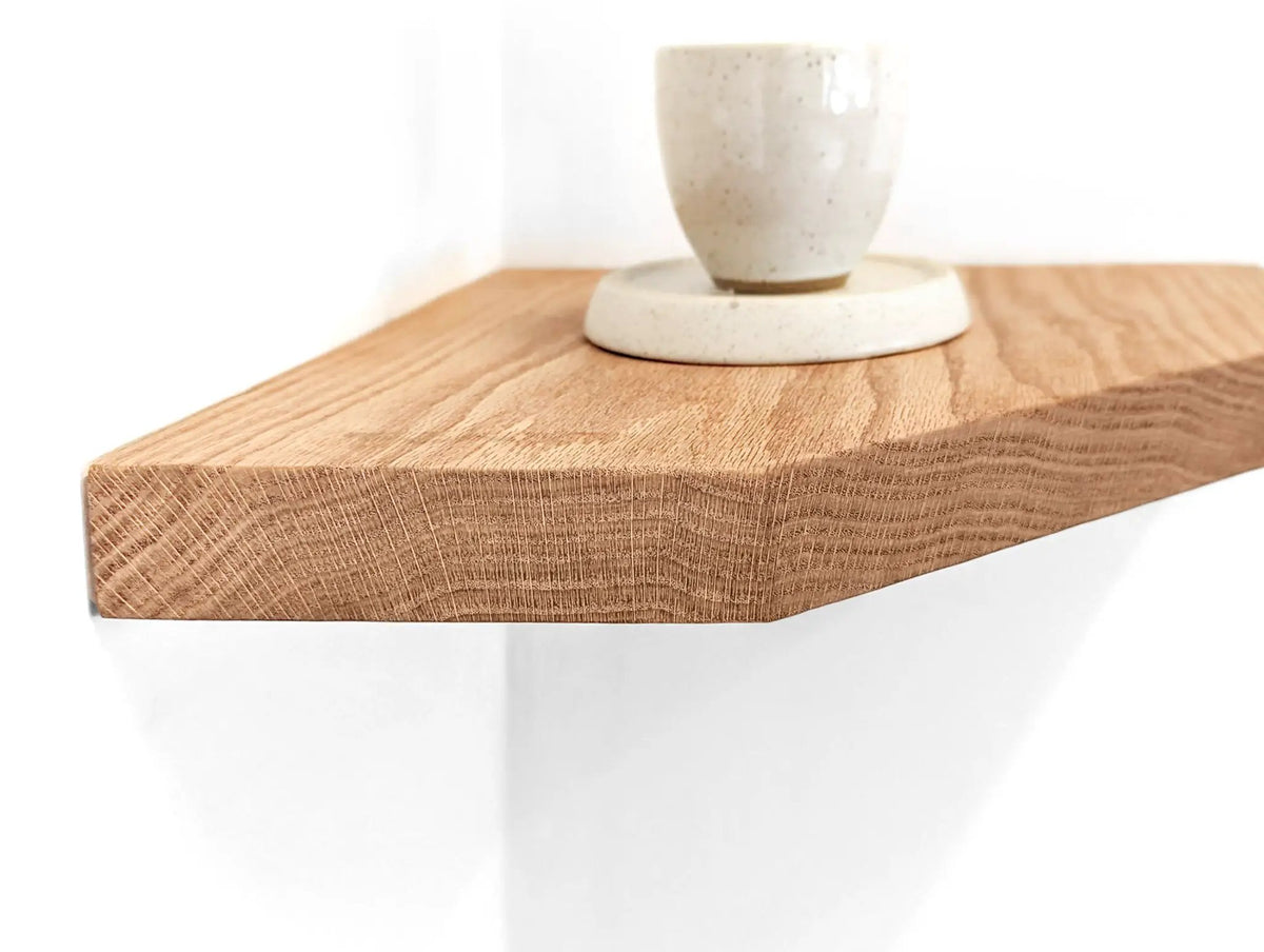 Floating Corner Shelf with Straight Edge in Oak, photo 5 of 11