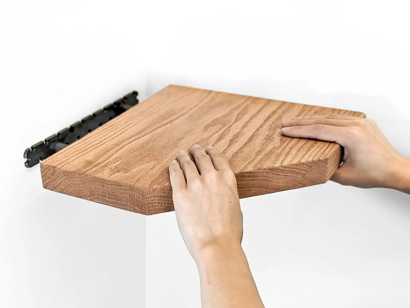 Floating Corner Shelf with Straight Edge in Mahogany by NookWoodworking