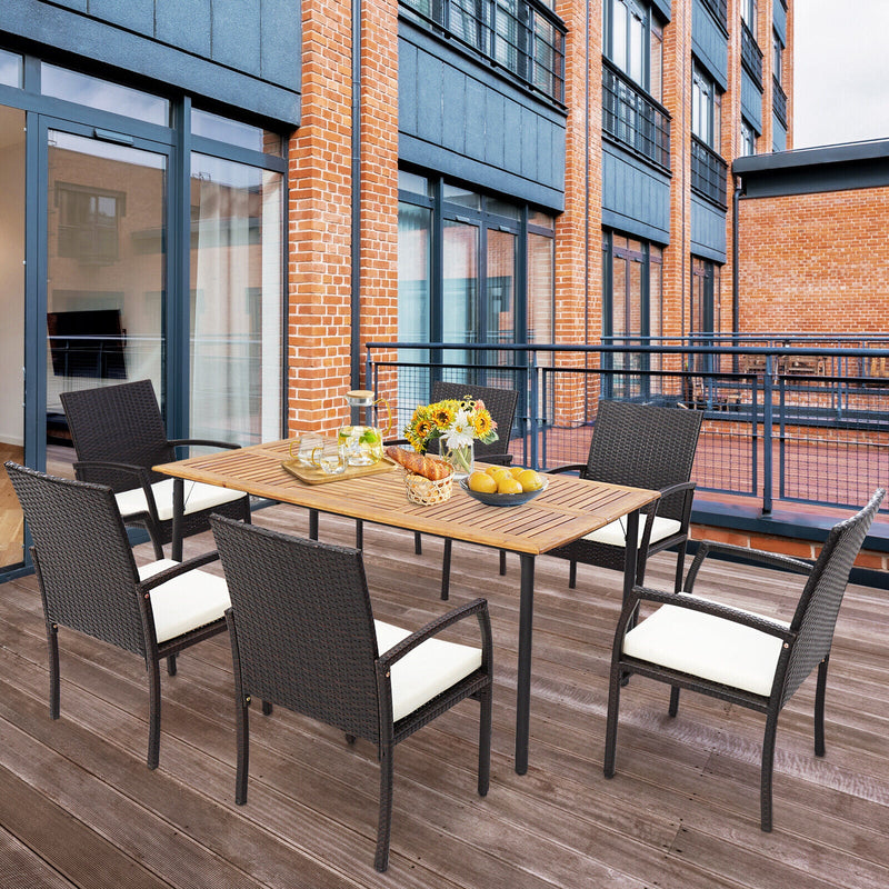 2 Pieces Patio Wicker Dining Armchair Set with Soft Zippered Cushion-Set of 2 by DirectDeals