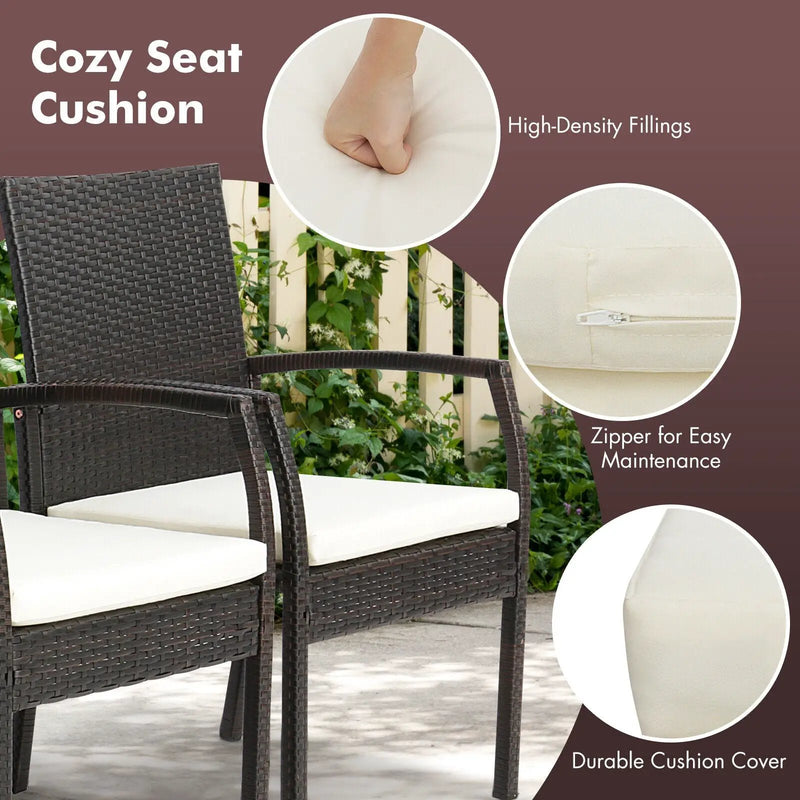 4 Pieces Patio Wicker Dining Armchair Set with Soft Zippered Cushion-Set of 4 by DirectDeals