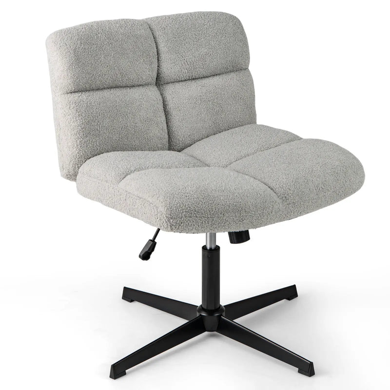 Office Armless Chair Cross Legged with Imitation Lamb Fleece and Adjustable Height by DirectDeals
