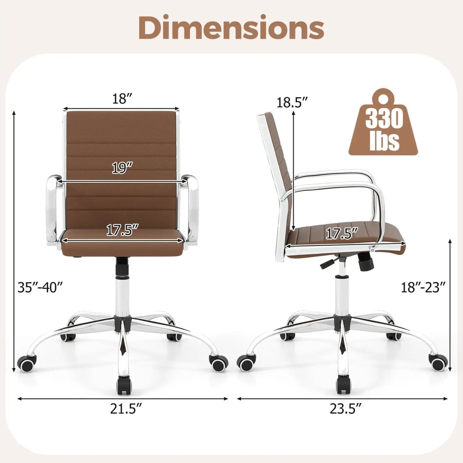 Height Adjustable Office Chair with Rocking Backrest by DirectDeals