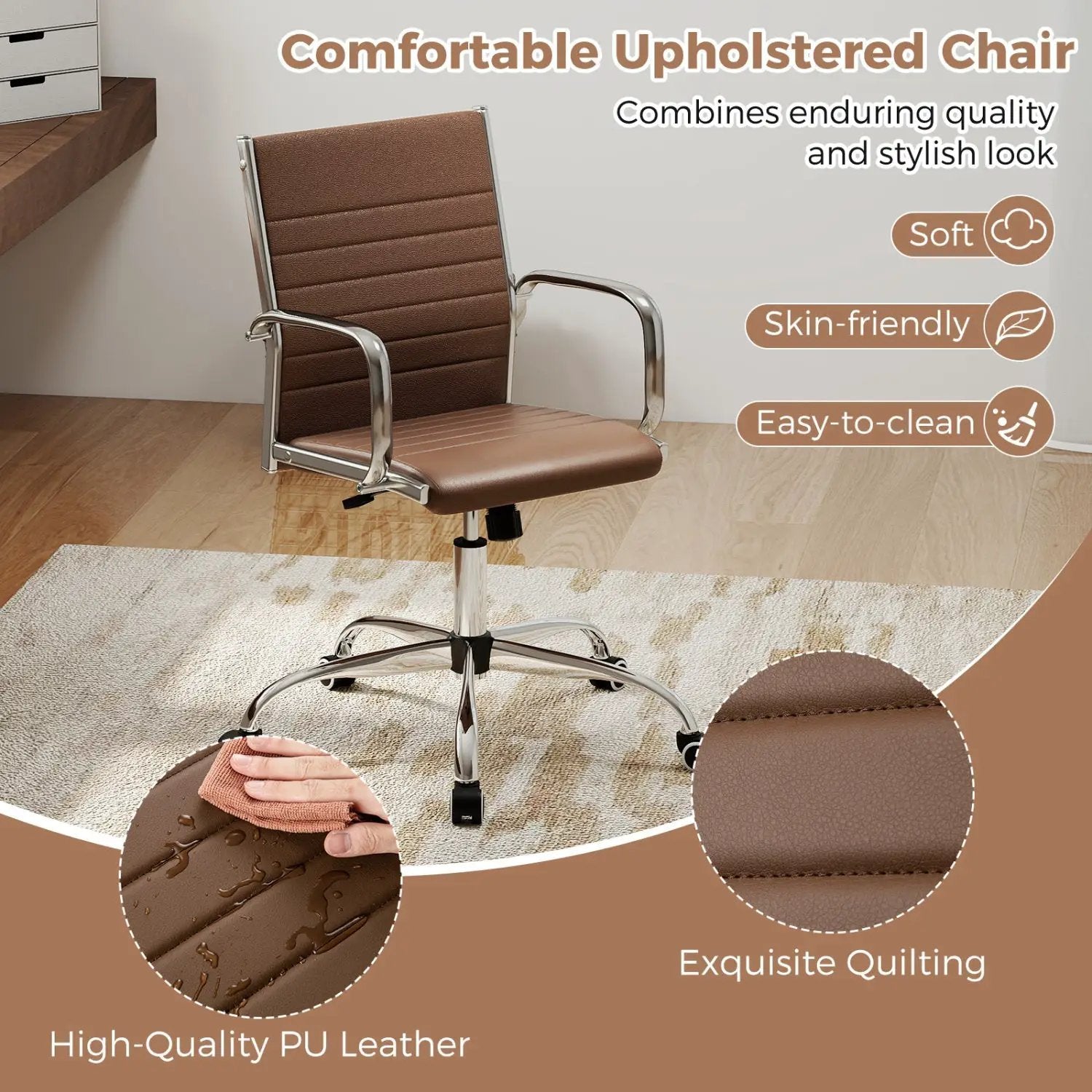 Height Adjustable Office Chair with Rocking Backrest by DirectDeals
