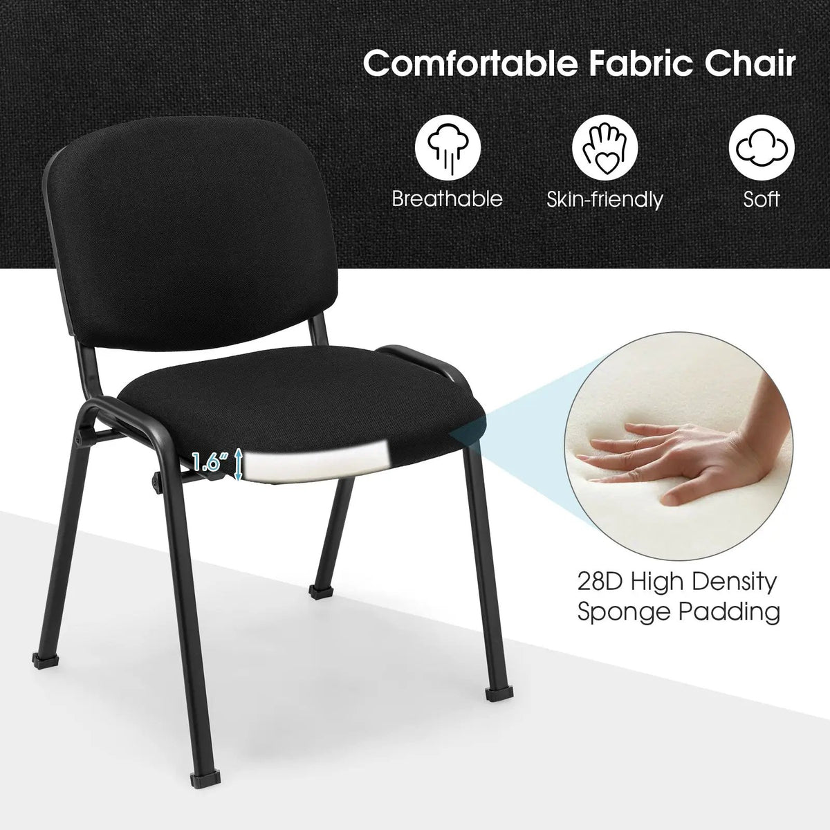 Office Chair with Metal Frame and Padded Cushions for Conference Room, photo 6 of 9