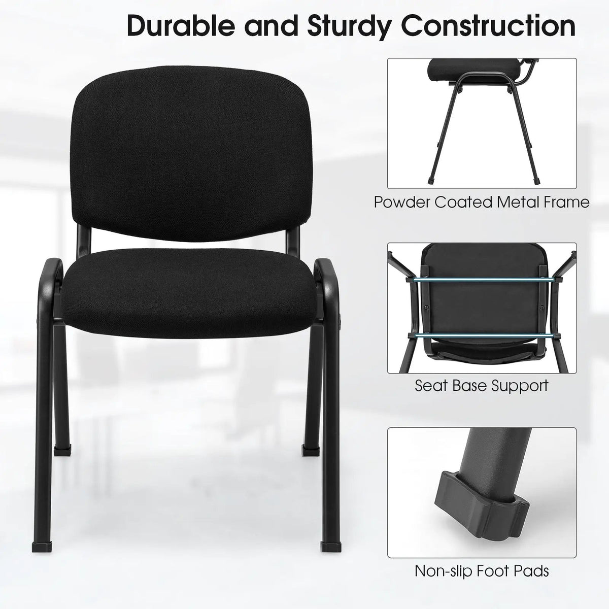 Office Chair with Metal Frame and Padded Cushions for Conference Room, photo 7 of 9