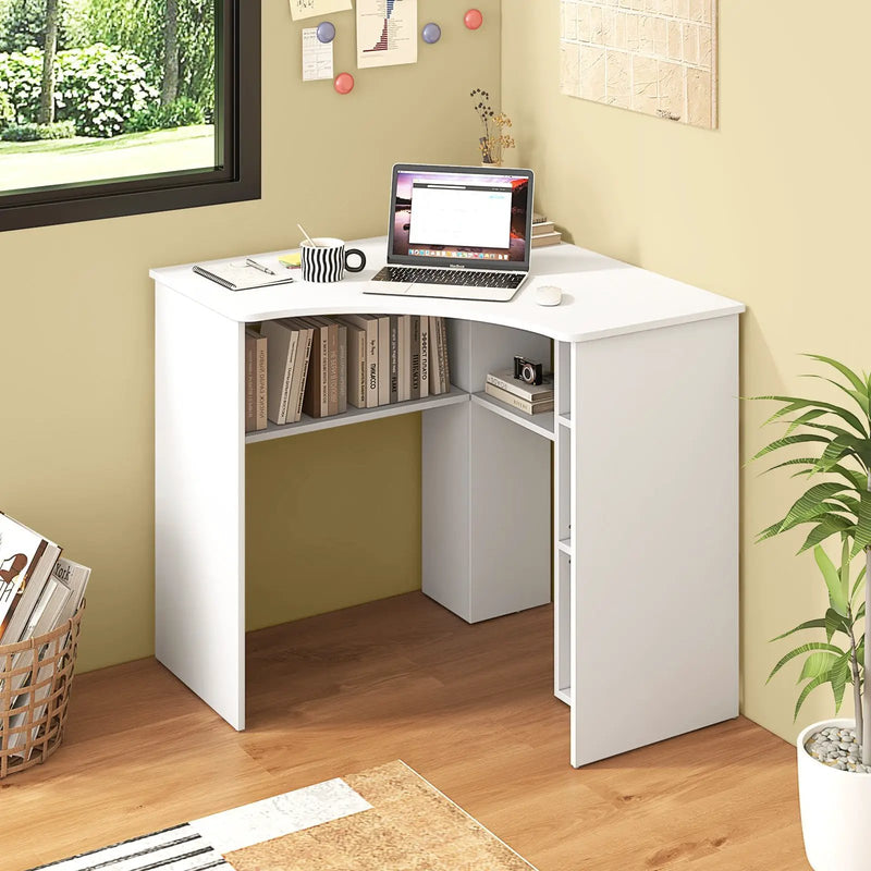 Corner Computer Desk Triangle Home Office Desk with Adjustable Shelf and Arc-Shaped Profile by DirectDeals