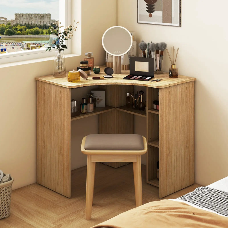 Corner Computer Desk Triangle Home Office Desk with Adjustable Shelf and Arc-Shaped Profile by DirectDeals