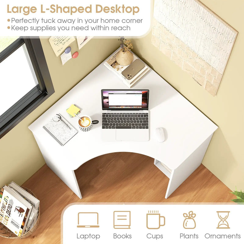Corner Computer Desk Triangle Home Office Desk with Adjustable Shelf and Arc-Shaped Profile by DirectDeals