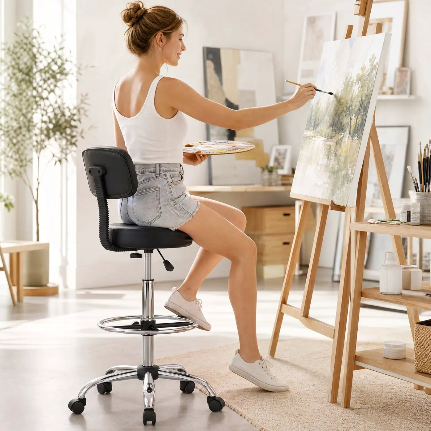 Drafting Chair with Adjustable Height & Footring by DirectDeals