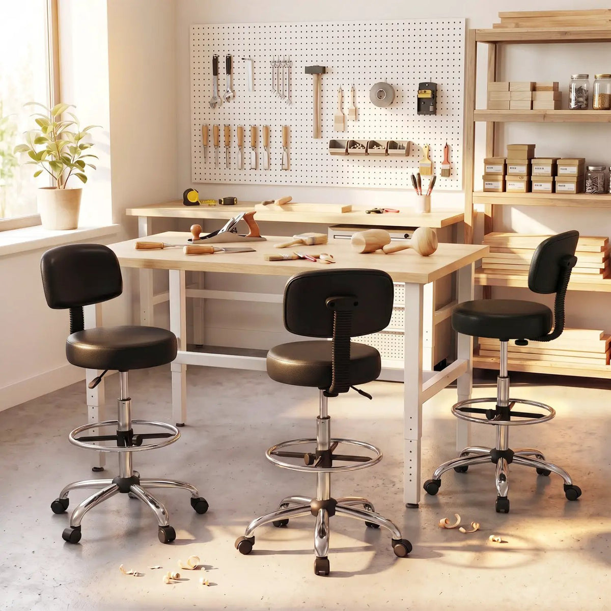 Drafting Chair with Adjustable Height & Footring by DirectDeals