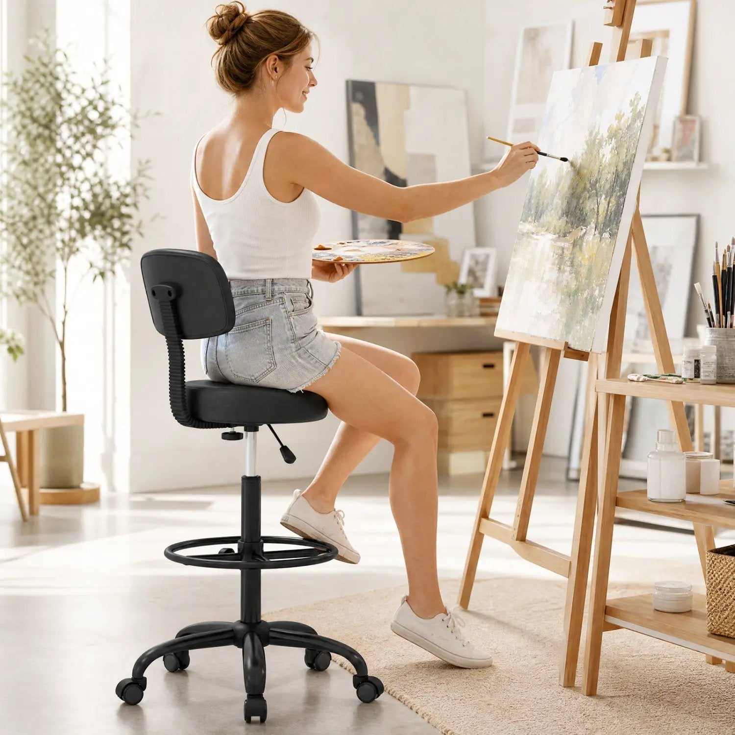 Drafting Chair with Adjustable Height & Footring by DirectDeals
