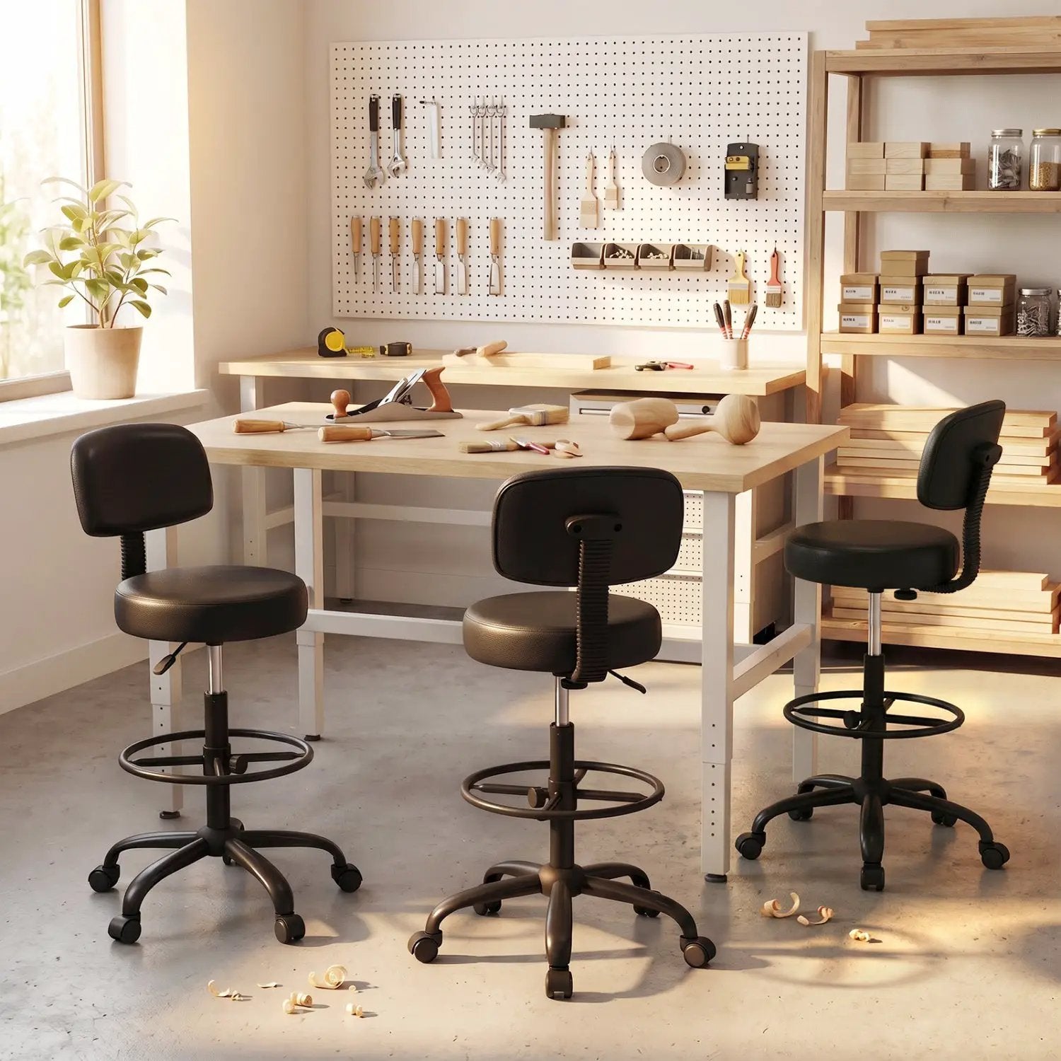 Drafting Chair with Adjustable Height & Footring by DirectDeals