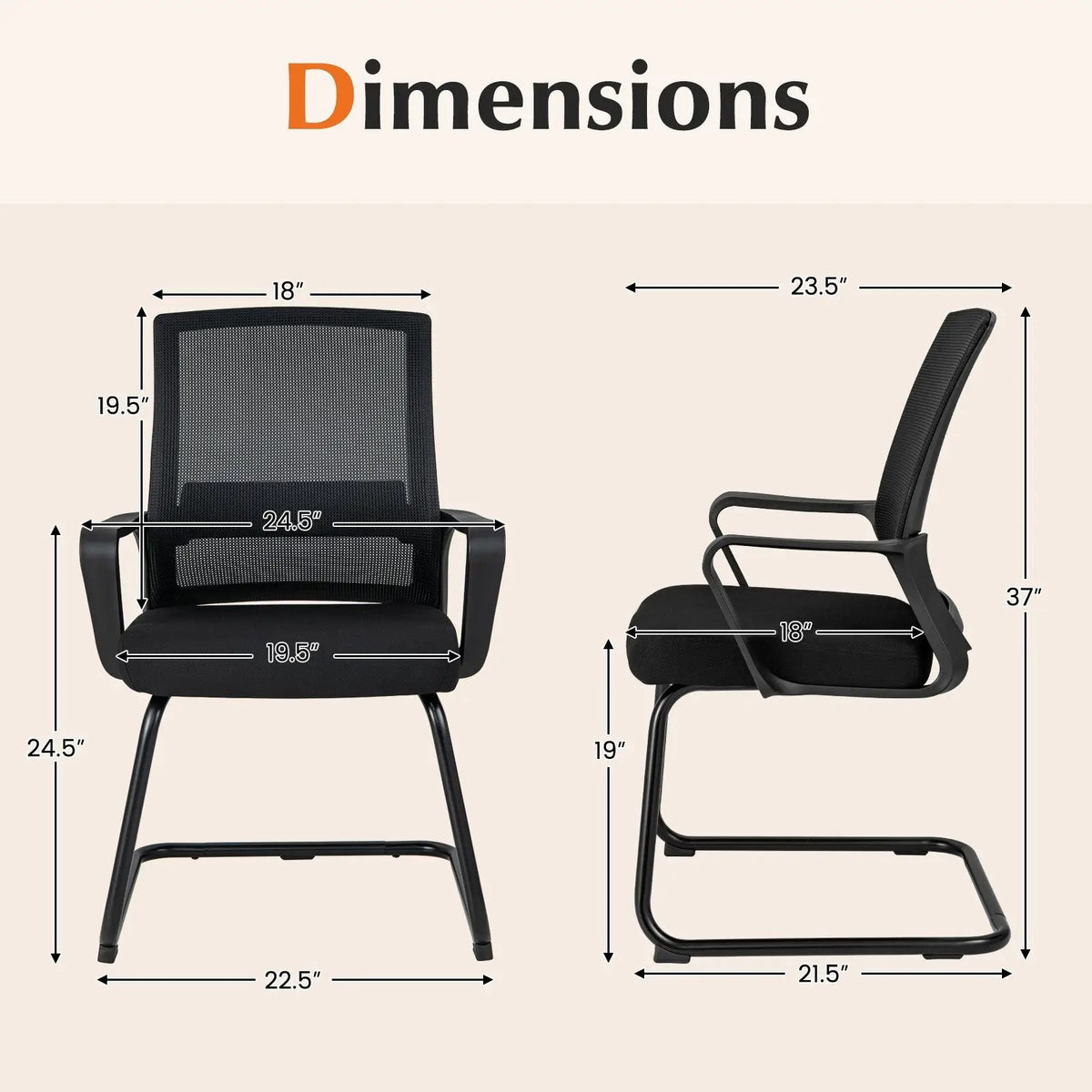 Office Guest Chair with Lumbar Support for Waiting Room, photo 4 of 9