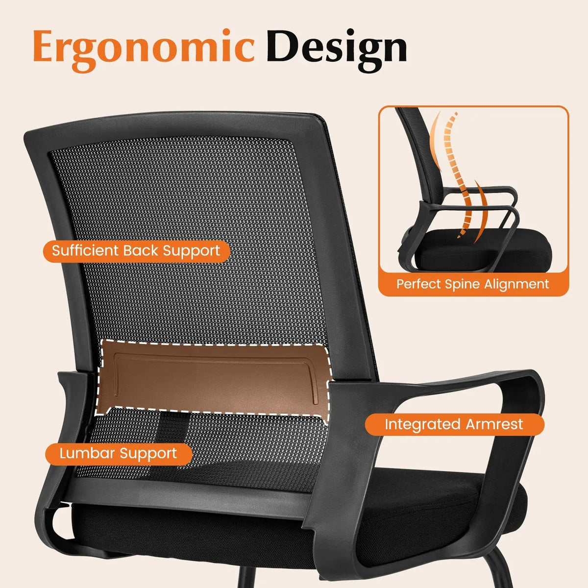 Office Guest Chair with Lumbar Support for Waiting Room, photo 7 of 9