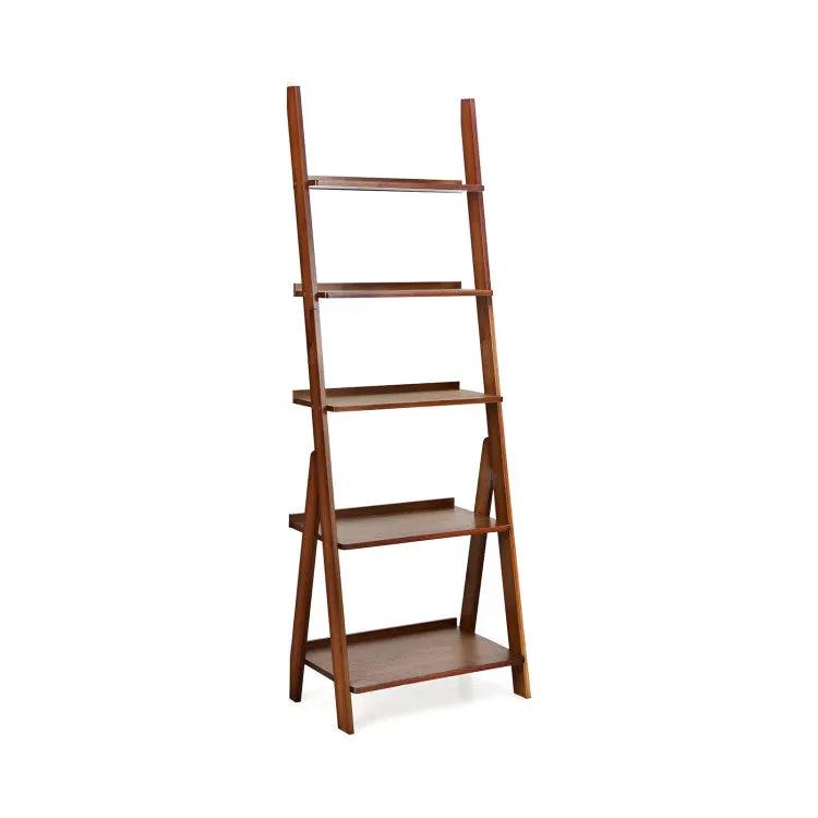 Office Set with 5-Tier Bamboo Ladder Shelf and Electric Standing Computer Desk by DirectDeals
