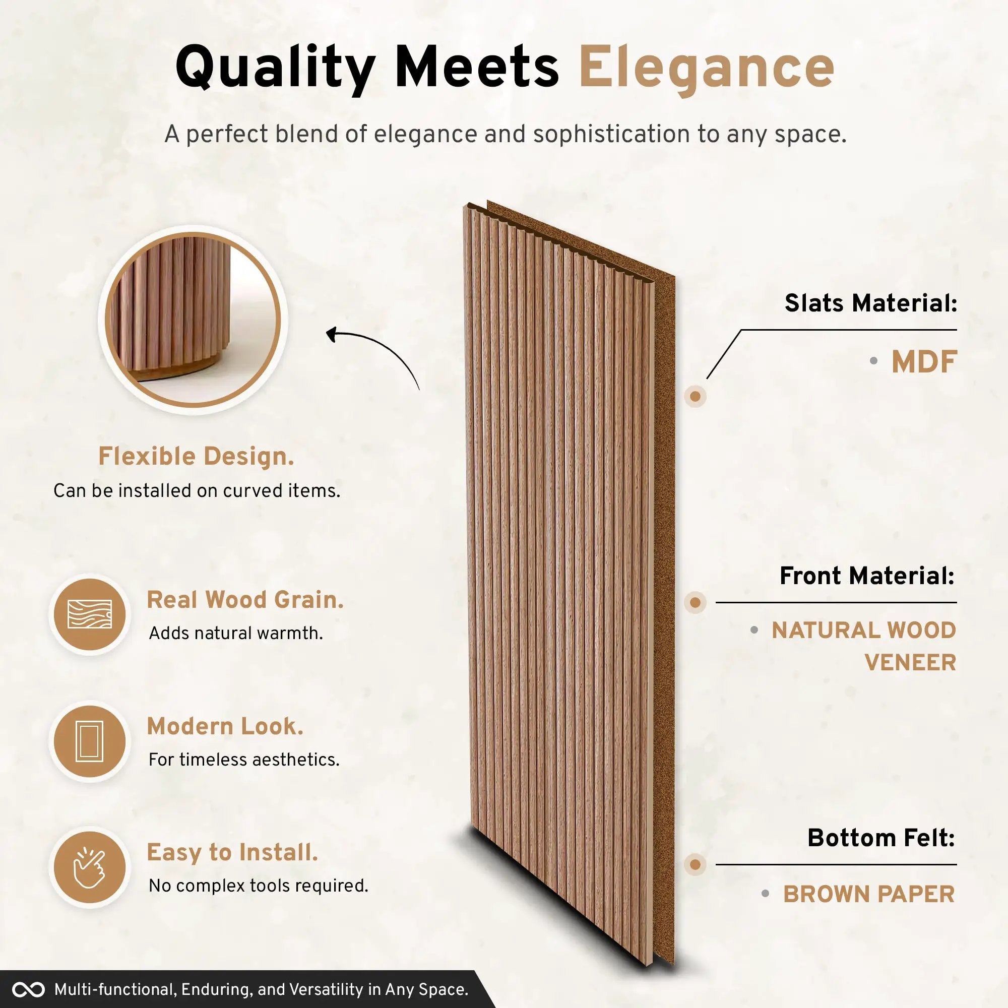 2-Pack Flexible Fluted Wall Panels – Oak by Dogberrycollections