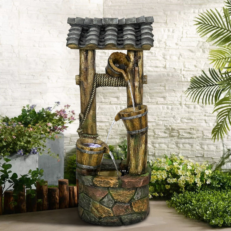 Resin Wishing Well Outdoor Fountain 39 Inch with LED, photo 3 of 9